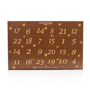 calendrier de l'avent miel Apisphère 2024 contenant 24 pots de miels et bonbons