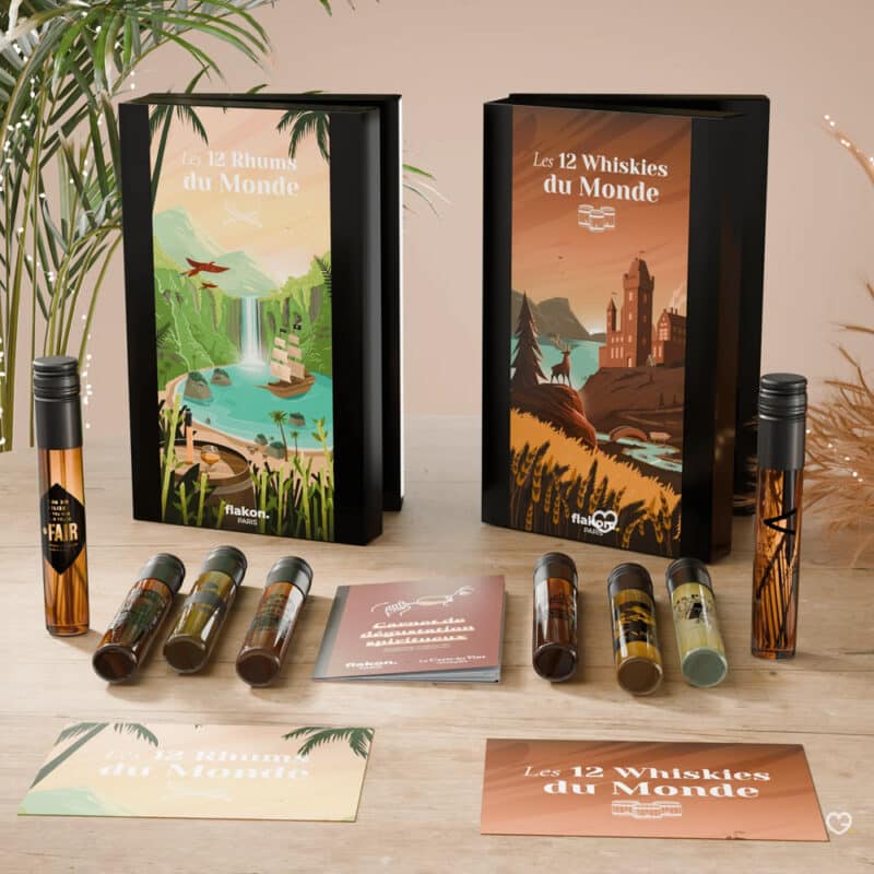calendrier de l'avent whisky et rhum flakon avec 24 spiritueux