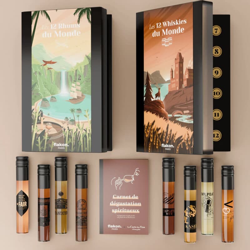 calendrier de l'avent whisky et rhum flakon avec 24 spiritueux