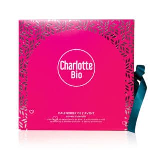 Calendrier de l'avent charlotte Bio contenant 24 produits de maquillage, soins beauté bio et accessoires bien etre