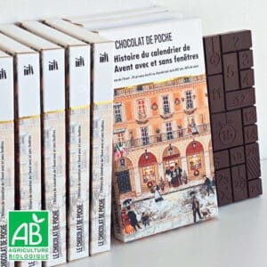 calendrier de l'Avent Le chocolat de poche 2024 composé de 24 carré de chocolat noir bio