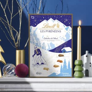 Calendrier de l'avent Les Pyréréens 2024 contenant 24 chocolats Recette Lindt au lait, noir, caramel..