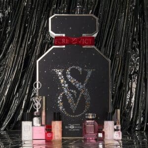 coffret luxe forme flacon parfum calendrier de l'avent Victoria Secret 2024 contenant 12 produits de beauté soins parfum