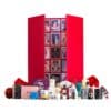 coffret luxe rouge calendrier de l'Avent vogue 2024 contenant 25 produits de beauté multimarque pour visage, corps, maquillage