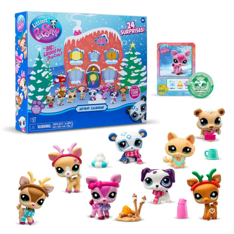 calendrier de l'avent littlest pet shop 2024 contenant des figurines animaux et acessoires