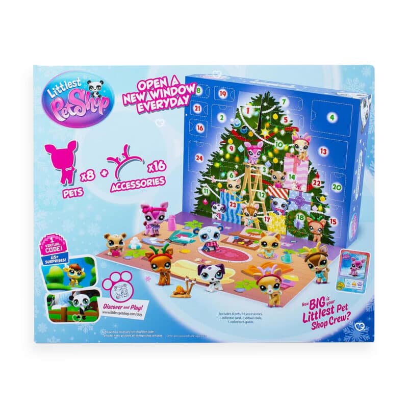 calendrier de l'avent littlest pet shop 2024 contenant des figurines animaux et acessoires